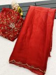 FANCY JIMMY CHOO HAND WORK SAREE WITH UNSTITCHED BLOUSE PARTY WEAR WHOLESALE PRICE ETHNIC GARMENT 1 (1)