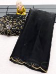 FANCY JIMMY CHOO HAND WORK SAREE WITH UNSTITCHED BLOUSE PARTY WEAR WHOLESALE PRICE ETHNIC GARMENT3 (2)