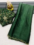 FANCY JIMMY CHOO HAND WORK SAREE WITH UNSTITCHED BLOUSE PARTY WEAR WHOLESALE PRICE ETHNIC GARMENT4 (2)