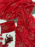 FANCY JIMMY CHOO SEQUENCE EMBROIDERY WORK SAREE WITH UNSTITCHED BLOUSE PARTY WEAR WHOLESALE PRICE ETHNIC GRAMENT (5)