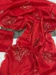 FANCY JIMMY CHOO SEQUENCE EMBROIDERY WORK SAREE WITH UNSTITCHED BLOUSE PARTY WEAR WHOLESALE PRICE ETHNIC GRAMENT (5)