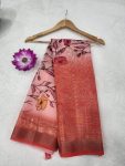 FANCY LINEN COTTON DIGITAL PRINT WORK SAREE WITH UNSTITCHED BLOUSE DAILY WEAR WHOLESALE PRICE ETHNIC GARMENT (6)