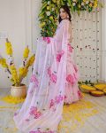 FANCY TABBY SILK DIGITAL PRINTED RUFFLE WORK LEHENGA SAREE BELT ATTACHED DUPATTA WITH STITCHED BLOUSE PARTY WEAR WHOLESALE PRICE ETHNIC GARMENT (12)