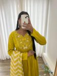 FANCY VISCOSE MUSLIN SILK EMBROIDERY WORK GOWN BOTTOM WITH DUPATTA PARTY WEAR WHOLESALE PRICE ETHNIC GARMENT (9)