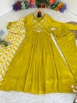 FANCY VISCOSE MUSLIN SILK EMBROIDERY WORK GOWN BOTTOM WITH DUPATTA PARTY WEAR WHOLESALE PRICE ETHNIC GARMENT (9)