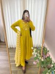FANCY VISCOSE MUSLIN SILK EMBROIDERY WORK GOWN BOTTOM WITH DUPATTA PARTY WEAR WHOLESALE PRICE ETHNIC GARMENT (9)