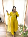 FANCY VISCOSE MUSLIN SILK EMBROIDERY WORK GOWN BOTTOM WITH DUPATTA PARTY WEAR WHOLESALE PRICE ETHNIC GARMENT (9)