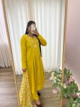 FANCY VISCOSE MUSLIN SILK EMBROIDERY WORK GOWN BOTTOM WITH DUPATTA PARTY WEAR WHOLESALE PRICE ETHNIC GARMENT (9)