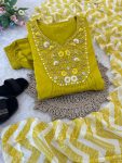FANCY VISCOSE MUSLIN SILK EMBROIDERY WORK GOWN BOTTOM WITH DUPATTA PARTY WEAR WHOLESALE PRICE ETHNIC GARMENT (9)