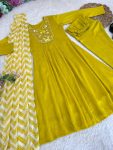 FANCY VISCOSE MUSLIN SILK EMBROIDERY WORK GOWN BOTTOM WITH DUPATTA PARTY WEAR WHOLESALE PRICE ETHNIC GARMENT (9)