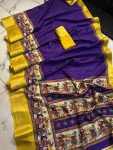 FASHIONABLE DOLA SILK JACQUARD BORDER WORK SAREE WITH UNSTITCHED BLOUSE FESTIVAL WEAR WHOLESALE PRICE ETHNIC GARMENT (14)