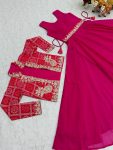 FASHIONABLE GEORGETTE EMBROIDERY SEQUENCE WORK GOWN JACKET WITH BELT PARTY WEAR WHOLESALE PRICE ETHNIC GARMENT (3)
