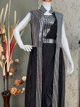 FASHIONABLE GEORGETTE RUFFLE WORK LEHNGA SAREE SHRUG AND BELT WITH UNSTITCHED BLOUSE PARTY WEAR WHOLESALE PRICE ETHNIC GARMENT (8)