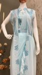 FASHIONABLE GEORGETTE RUFFLE WORK LEHNGA SAREE SHRUG AND BELT WITH UNSTITCHED BLOUSE PARTY WEAR WHOLESALE PRICE ETHNIC GARMENT (3)