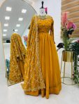 FASHIONABLE GEORGETTE SEQUENCE EMBROIEDRY GOWN WITH DUPATTA PARTY WEAR WHOLESALE PRICE ETHNIC GARMENT (3)