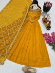 FASHIONABLE GEORGETTE SEQUENCE EMBROIEDRY GOWN WITH DUPATTA PARTY WEAR WHOLESALE PRICE ETHNIC GARMENT (3)