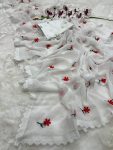 FASHIONABLE GEORGETTE THREAD WORK SAREE WITH UNSTITCHED BLOUSE FESTIVAL WEAR WHOLESALE PRICE ETHNIC GARMENT (8)