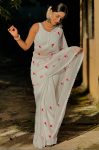 FASHIONABLE GEORGETTE THREAD WORK SAREE WITH UNSTITCHED BLOUSE FESTIVAL WEAR WHOLESALE PRICE ETHNIC GARMENT (8)