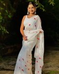 FASHIONABLE GEORGETTE THREAD WORK SAREE WITH UNSTITCHED BLOUSE FESTIVAL WEAR WHOLESALE PRICE ETHNIC GARMENT (8)