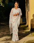 FASHIONABLE GEORGETTE THREAD WORK SAREE WITH UNSTITCHED BLOUSE FESTIVAL WEAR WHOLESALE PRICE ETHNIC GARMENT (8)
