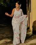 FASHIONABLE GEORGETTE THREAD WORK SAREE WITH UNSTITCHED BLOUSE FESTIVAL WEAR WHOLESALE PRICE ETHNIC GARMENT (8)