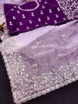 FASHIONABLE ORGANZA EMBROIDERY WORK SAREE WITH UNSTITCHED BLOUSE PARTY WEAR WHOLESALE PRICE ETHNIC GARMENT (10)