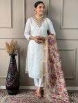 FASHIONABLE VISCOSE NYLON BUTTI EMBROIDERY WORK TOP BOTTOM WITH DUPATTA PARTY WEAR WHOLESALE PRICE ETHNIC GARMENT (5)