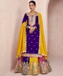 LATEST GEORGETTE EMBROIDERY SEQUNCE CODING WORK TOP LEHENGA WITH DUPATTA PARTY WEAR WHOLESALE PRICE ETHNIC GARMENT (6)