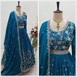 MOST PICKED SATIN SILK EMBROIDERY SEQUENCE WORK GOWN KAMAR BELT WITH DUPATTA PARTY WEAR WHOLESALE PRICE ETHNIC GARMENT (5)