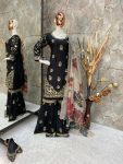 NEW ARRIVAL CHINNON EMBROIDERY SEQUENCE WORK TOP SHARARA WITH DUPATTA PARTY WEAR WHOLESALE PRICE ETHNIC GARMENT (3)