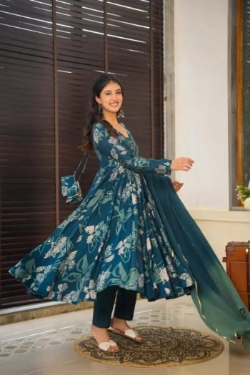 NEW ARRIVAL CHINON DIGITAL PRINTED GOWN BOTTOM WITH DUPATTA RAMA