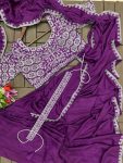 NEW ARRIVAL CHINON EMBROIDERY SEQUENCE CODING WORK READY TO WEAR SAREE BELT WITH STITCHED BLOUSE PARTY WEAR WHOLESALE PRICE ETHNIC GARMENT (15)