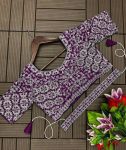 NEW ARRIVAL CHINON EMBROIDERY SEQUENCE CODING WORK READY TO WEAR SAREE BELT WITH STITCHED BLOUSE PARTY WEAR WHOLESALE PRICE ETHNIC GARMENT (15)