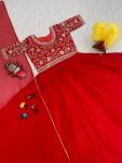 RICH LOOK GEORGETTE EMBROIDERY THREAD AND SEQUENCE WORK GOWN WITH DUPATTA FESTIVAL WEAR WHOLESALE PRICE ETHNIC GARMENT (4)