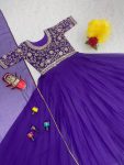 RICH LOOK GEORGETTE EMBROIDERY THREAD AND SEQUENCE WORK GOWN WITH DUPATTA FESTIVAL WEAR WHOLESALE PRICE ETHNIC GARMENT (6)