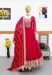 RICH LOOK GEORGETTE SEQUENCE CODING EMBROIDERY WORK GOWN WITH DUPATTA FESTIVAL WEAR WHOLESALE PRICE ETHNIC GARMENT (2)