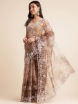 RICH LOOK ORGANZA SILK THREAD EMBROIDERY WORK SAREE WITH UNSTITCHED BLOUSE PARTY WEAR WHOLESALE PRICE ETHNIC GARMENT (12)