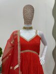 RICH LOOK RAYON SILK CHICKENKARI WITH SEQUENCE WORK GOWN BOTTOM WITH DUPATTA FESTIVAL WEAR WHOLESALE PRICE ETHNIC GARMENT (3)