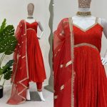 RICH LOOK RAYON SILK CHICKENKARI WITH SEQUENCE WORK GOWN BOTTOM WITH DUPATTA FESTIVAL WEAR WHOLESALE PRICE ETHNIC GARMENT (3)