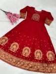 TRADITIONAL SILK EMBROIDEY FOIL PRINTED GOWN PARTY WEAR WHOLESALE PRICE ETHNIC GARMENT (7)