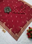 TRADITIONAL VICHITRA SILK ZARI SWAROSKI WORK SAREE WITH UNSTITCHED BLOUSE PARTY WEAR WHOLESALE PRICE ETHNIC GARMENT (1)