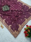 TRADITIONAL VICHITRA SILK ZARI SWAROSKI WORK SAREE WITH UNSTITCHED BLOUSE PARTY WEAR WHOLESALE PRICE ETHNIC GARMENT (2)