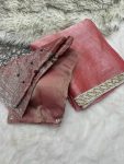 TREANDING BURBERRY SILK JARKAN MOTI LACE WORK SAREE WITH STITCHED BLOUSE PARTY WEAR WHOLESALE PRICE ETHNIC GARMENT 2 (1)