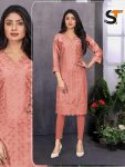 TREANDING CHANDERI CHICKENKARI WORK READY TO WEAR KURTI OFFICE WEAR WHOLESALE PRICE ETHNIC GRAMENT (3)