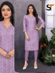 TREANDING CHANDERI CHICKENKARI WORK READY TO WEAR KURTI OFFICE WEAR WHOLESALE PRICE ETHNIC GRAMENT (4)