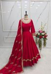 TREANDING CHINON SILK EMBROIDERY SEQUENCE WORK GOWN BOTTOM WITH DUPATTA FESTIVAL WEAR WHOLESALE PRICE ETHNIC GARMENT (5)