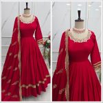 TREANDING CHINON SILK EMBROIDERY SEQUENCE WORK GOWN BOTTOM WITH DUPATTA FESTIVAL WEAR WHOLESALE PRICE ETHNIC GARMENT (5)