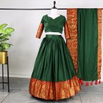 TREANDING COTTON CONTRAST WEAVING BORDER WORK LEHENGA CHOLI DUPATTA WITH BEALT FESTIVAL WEAR WHOLESALE PRICE ETHNIC GARMENT (16)