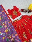 TREANDING COTTON KALAMKARI PRINT WORK LEHENGA CHOLI WITH DUPATTA FESTIVAL WEAR WHOLESALE PRICE ETHNIC GARMENT (4)