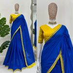 TREANDING COTTON LACE WITH LATKAN ON PALLU WORK SAREE WITH UNSTITCHED BLOUSE FESTIVAL WEAR WHOLESALE PRICE ETHNIC GARMENT (4)